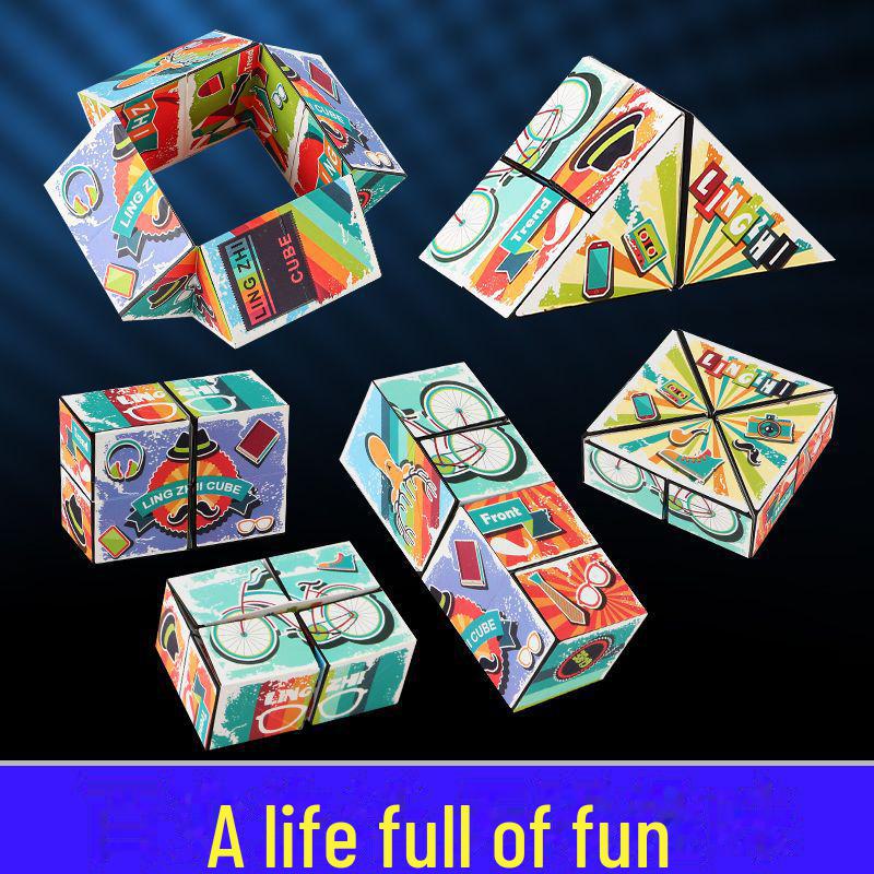 Unlimited Decompression Geometric Cube: Educational Flip & Changeable Hand Toy