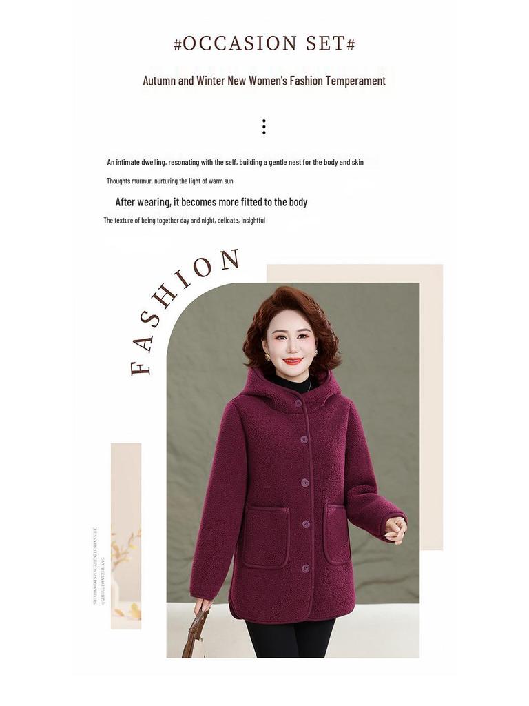 2025 Stylish Mother’s Winter Jacket: Velvet Cotton Padded, Fleece, Thickened Warm Outerwear for Middle-aged & Elderly Women
