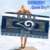 Los Angeles Rams Print Beach Towel, Large Soft Quick Dry Towel for Beach Camping Swimming