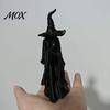 Faceless Wizard Home Decor 3D Printed Witch Figurine, Gothic Sculpture, Creative Matte Black Sculpture Desktop Ornament for Halloween Decoration