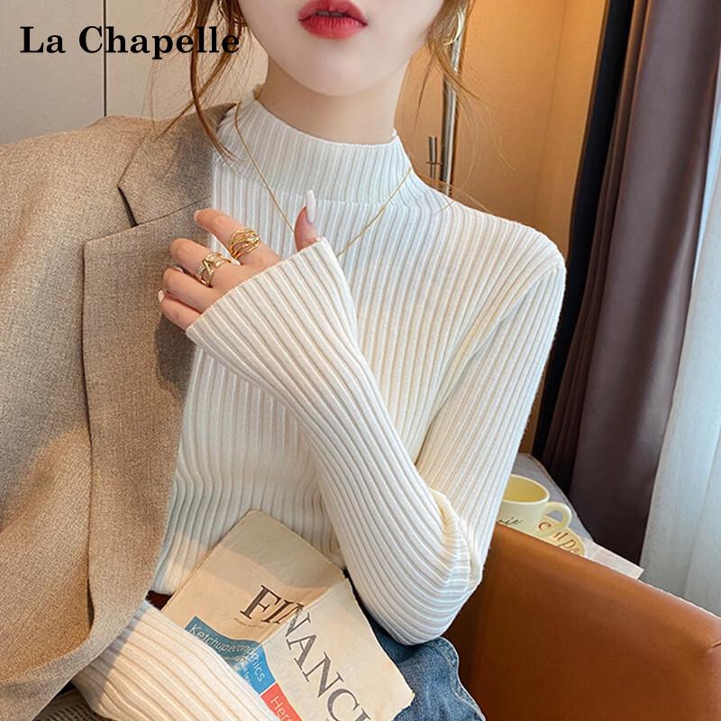 La Chapelle Damen Strickpullover mit halbem Rollkragen