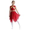 Robe de danse de louange pour enfants Patchwork couleur contrastée métallique Sans manches Ourlet asymétrique Costume liturgique