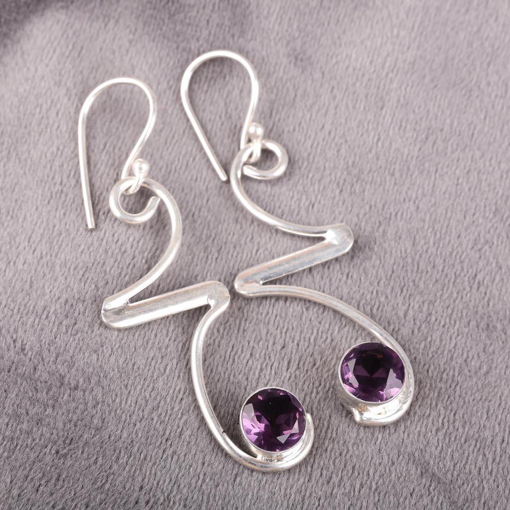 Amethyst Gemstone Jewelry, 925 Sterling Silver Earrings, Handmade Attractive Jewelry, For Thanksgiving Gift
