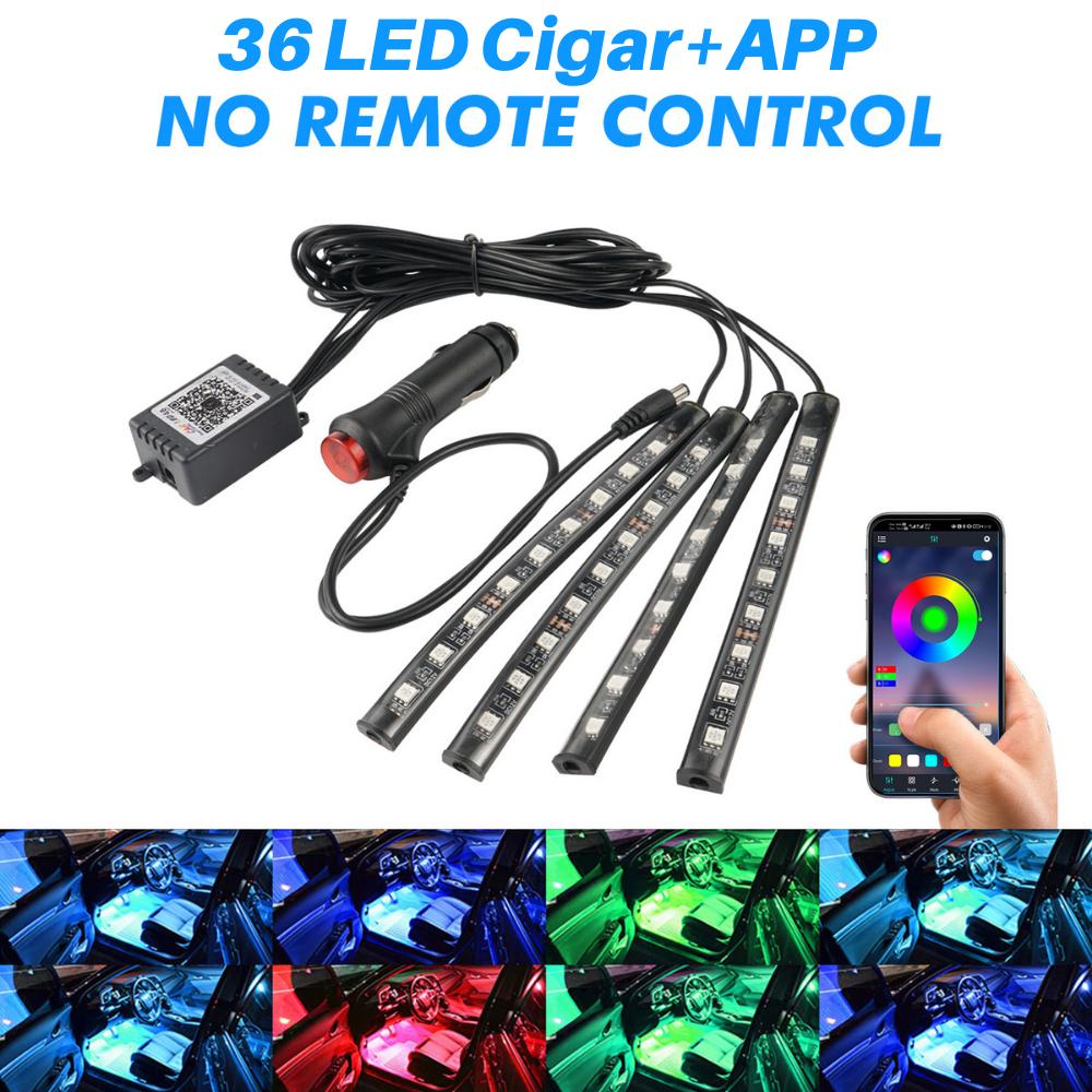Neon LED Interior Car Light APP Music Remote Control RGB Underglow LED Ambient Light USB/Cigar Plug Auto Atmosphere Lighting 12V