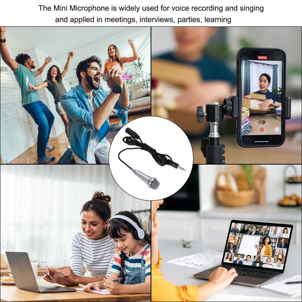 Uxcell Mini for Phone Recording and Video Silver Pack of 2 Microphone, Portable, Recording, Laptop, Gray,