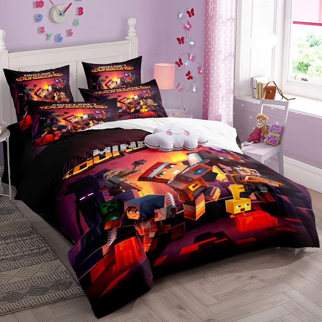 Anime Bedding Set My World Duvet Cover My World Monster Hunters Quilt cover Pillowcases Bedclothes Children's Kids Adult