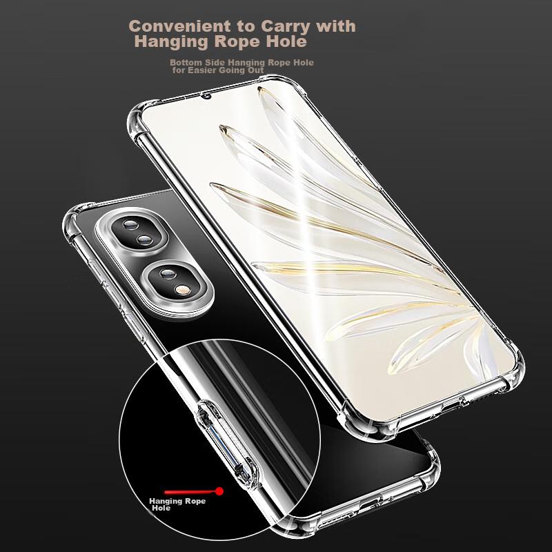 Kelleia Honor 90 Pro Phone Case, Honor 90 Pro Full Protection Shockproof TPU Airbag Soft Case/Protective Case, Transparent, 5.15 Inches