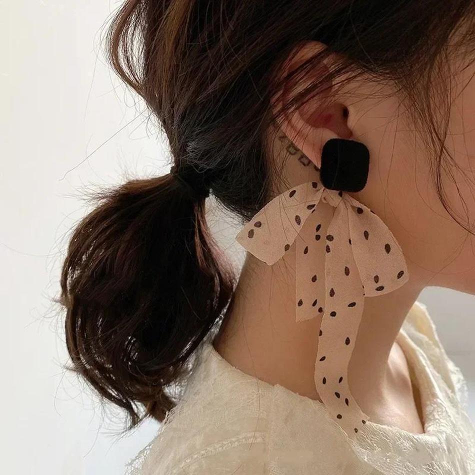 Ribbon Polka Bow Earrings Trendy Earrings Personalized Creative Gifts Accessories Fashion Decor Fashion Simple Girl's Earrings