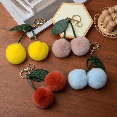 Otter Kaninchen Haar Kirsche Multi-Color Auto Schlüsselanhänger Anhänger süße Pompom Puppe Puppe Tasche Tasche hängen Schlüsselanhänger für Frauen Geschenk