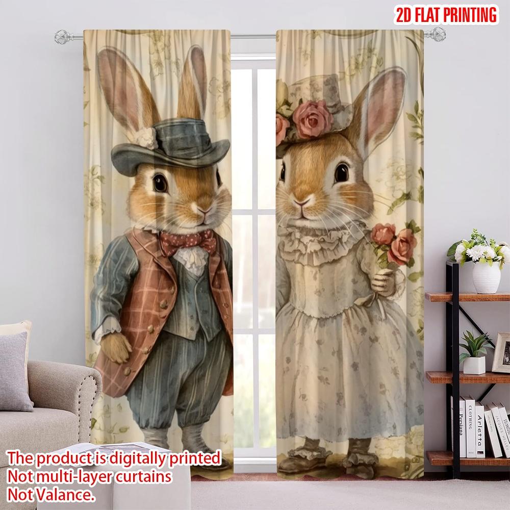 

2pcs,2D plane printing Curtains Bunny Wedding Bliss Versatile 100% Polyester (without rod) Room Decor Ldeal for Living Room and 52.50 × 116.00 cm 2 pcs