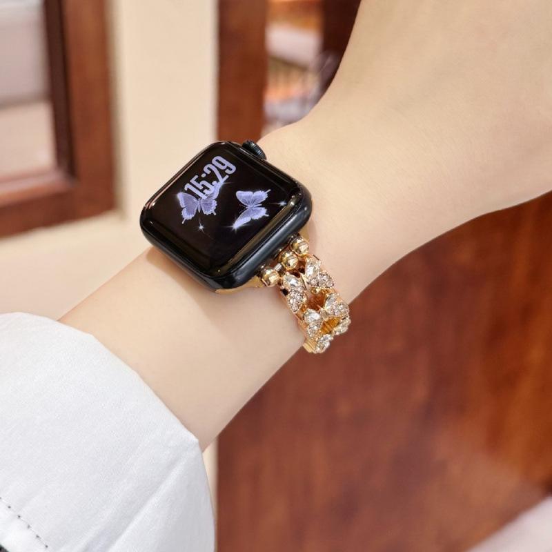 Butterfly Diamond Elastic Strap for Apple 11th Gen iWatch 10987E, Huawei GT6, Xiaomi 9 Pro