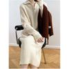Solid color turtleneck zipper pullover sweater women's autumn and winter knee long dress women's high-end temperament