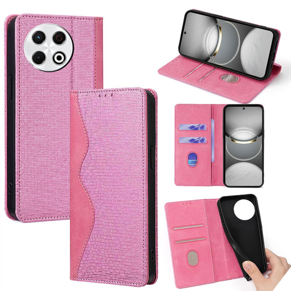 

Кожаный чехол-кошелек с подставкой для телефона TECNO Spark 30 Pro 4G с RFID-блокировкой Pink