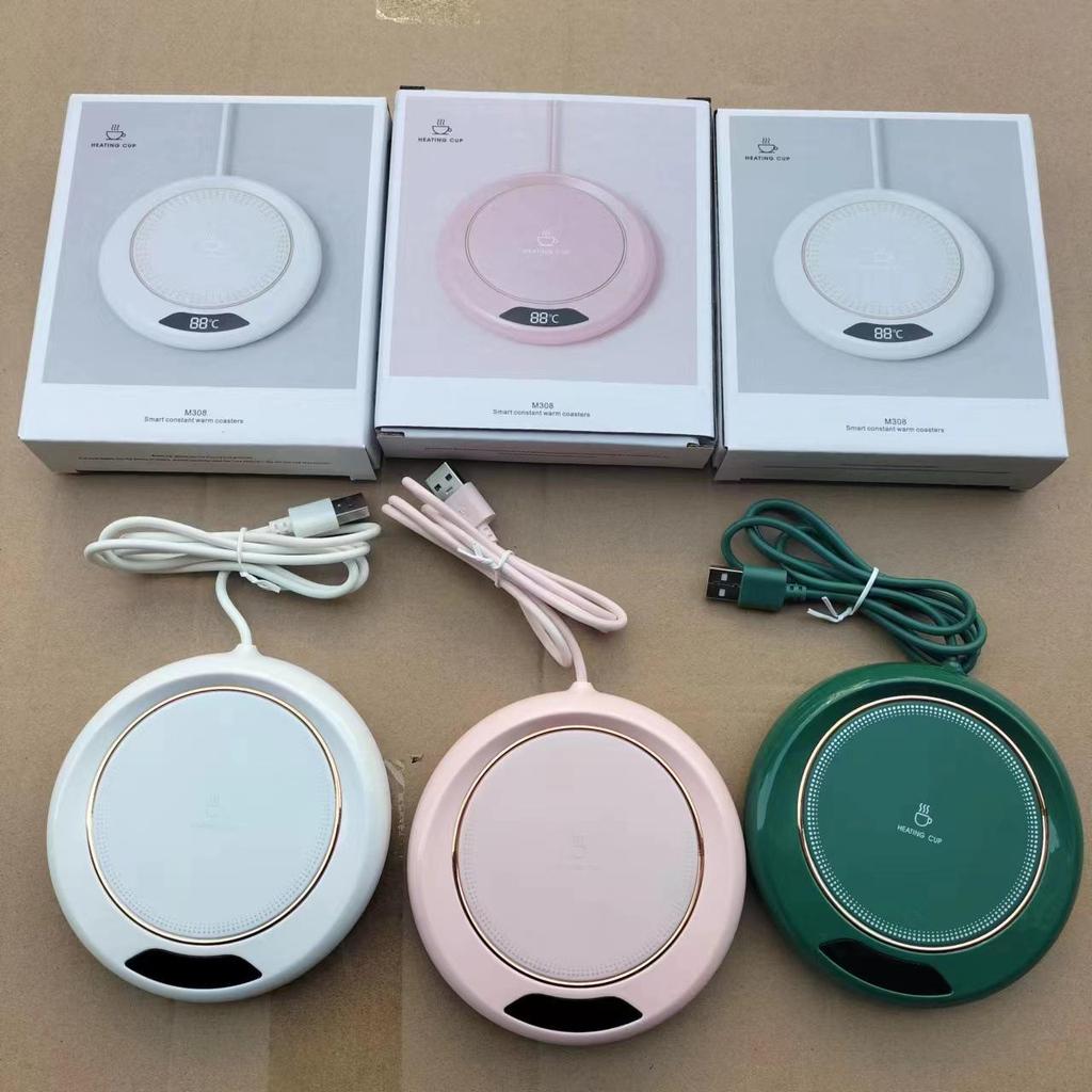 Three-Level Adjustable Temperature Cup Warmer with Insulated Coaster - 55 Degrees Constant Heating.