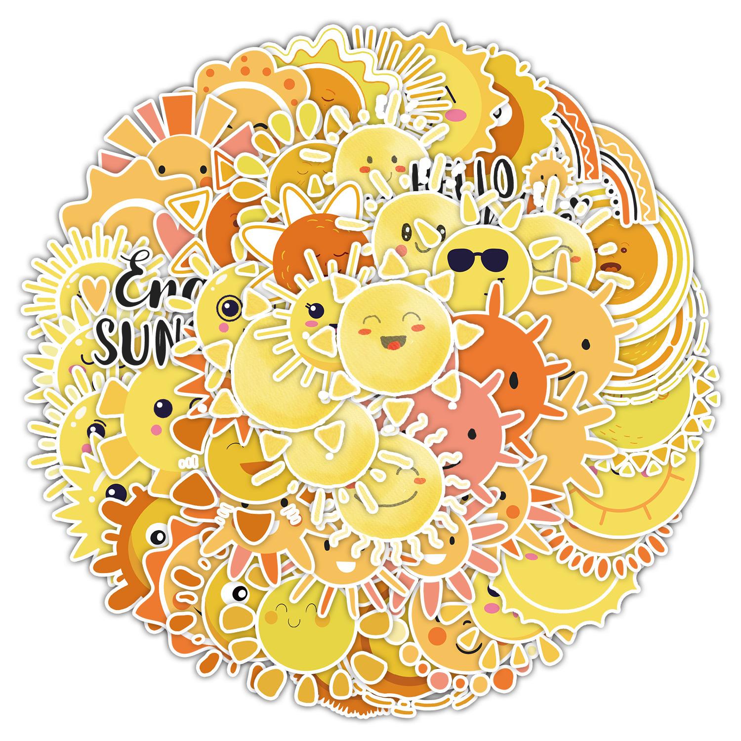 

50 Sun Cartoon Stickers Car Mobile Phone Water Cup Decoration Stickers Waterproof Creative Children Stationery Stickers