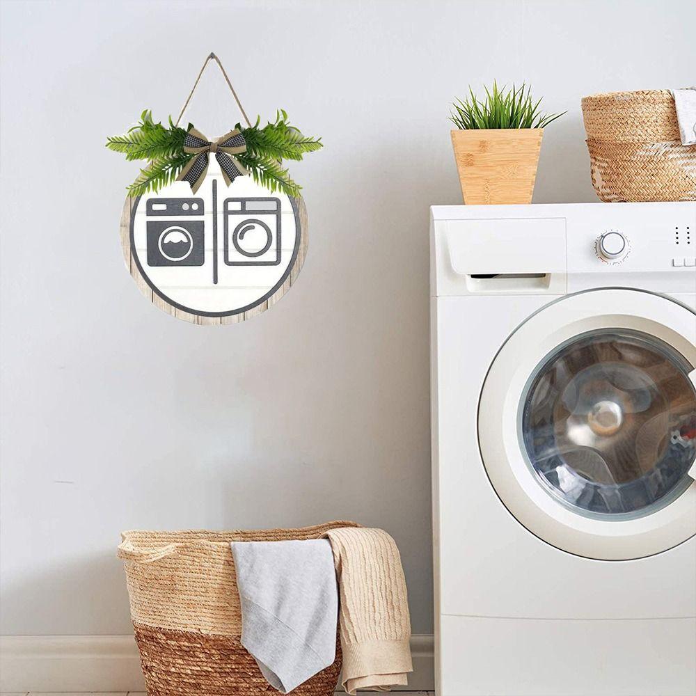 Bow Knot Wooden Toilet Sign Round Wall Hanging Signs Creative Bathroom Sign  Shower Room