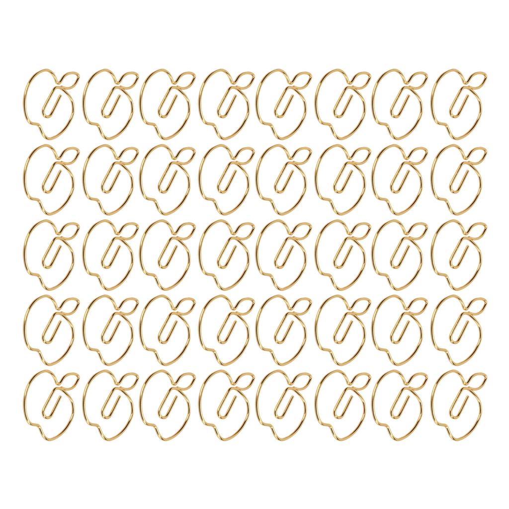 40Pcs Paper Clip Golden Apples Shape Creativity Personality Large Size Craft Paperclip for Home Offi