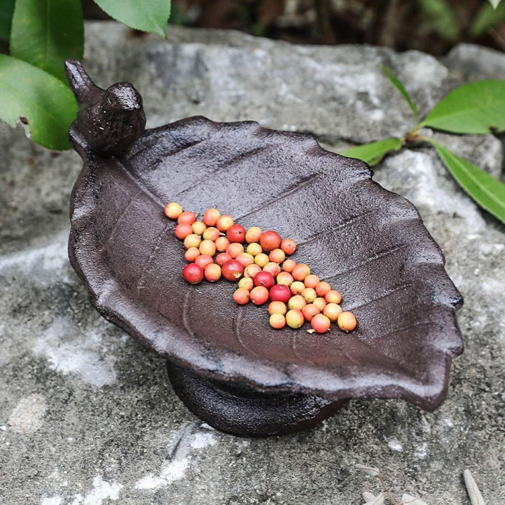 Cast Iron Bird Bath Nostalgic Bird Water Bowl Petal Bird Feeder Basin  Micro Landscape