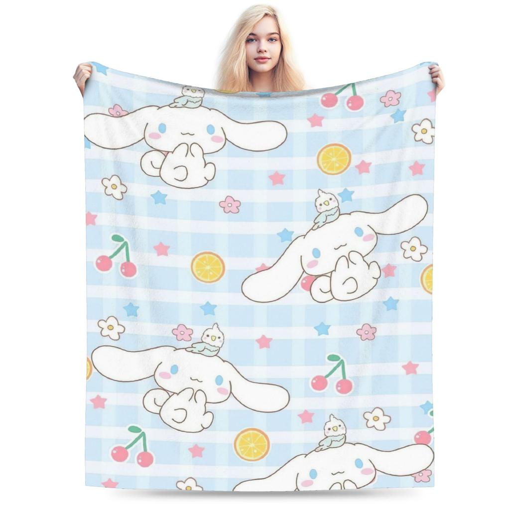 Pink Cinnamoroll Blanket Fleece Textile Decor Cute Cartoon Multifunction Ultra-Soft Throw Blanket for Home Travel Bedspread