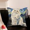 Cute Cat V-Van G-Gogh Starry Sky Various Sizes Square Pillowcase For Car Home Bedchamber Decor