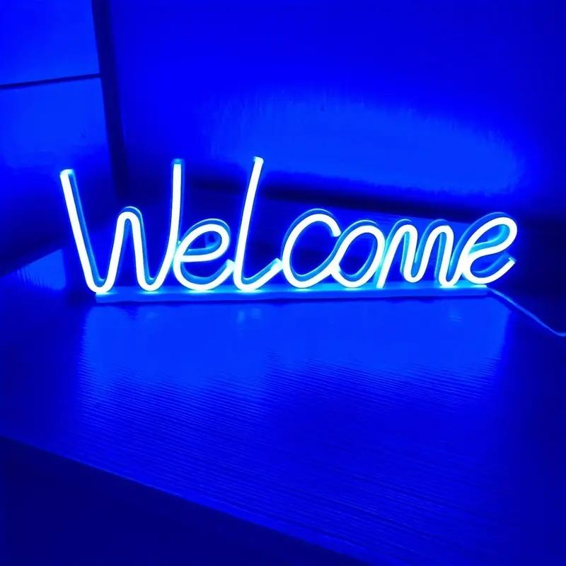 

Добро пожаловать Неоновая вывеска Настенное искусство Вывеска Подсветка для Ресторана Бара Бизнеса Витрины Дома Двери Окна Стеклянной двери Декор Лампа USB or AA battery