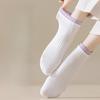 White Socks, Double Flared Women's Spring and Summer Mid-calf Socks, Short Socks, Cotton Socks, Breathable Letter, Trendy Long Socks, Sports