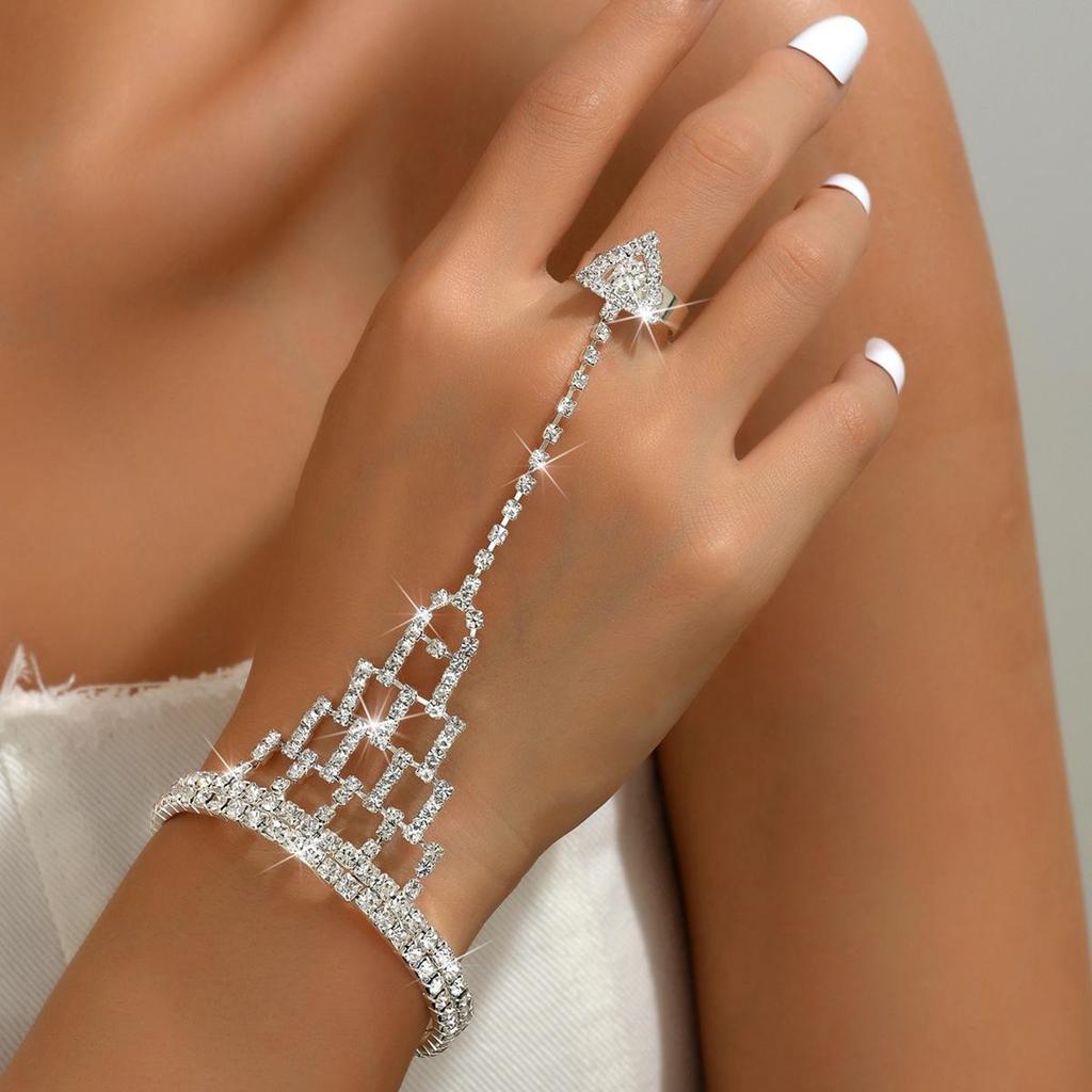 Trendige Strass-Fingerlose Handkette mit europäischem und amerikanischem Flair
