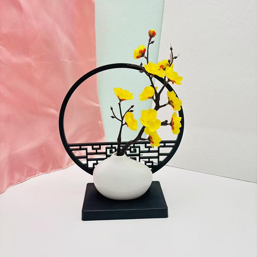 Chinese Style Screen And Plastic Flower Vase For Nordic Interior Decoration
