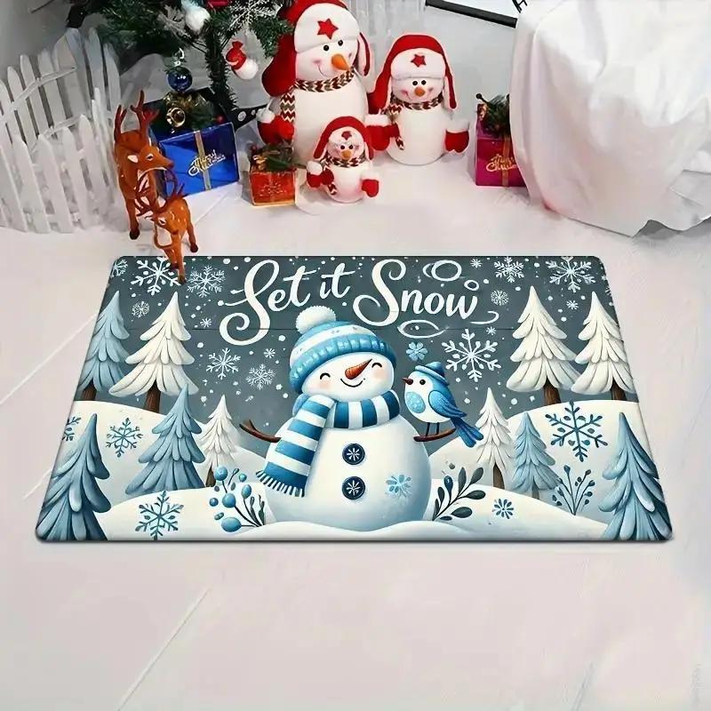 Christmas Snowman Doormat Non-Slip Entrance Doormat Home Decor Carpet for Living Room Rugs Bathroom Floor Rug