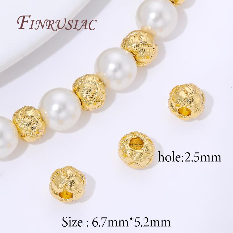 

6.7x5.2mm 18K Gold Plated Round Spacer Beads For Bracelets,Brass Beads Separators,DIY Jewelry Making Supplies Accessories 5 pieces