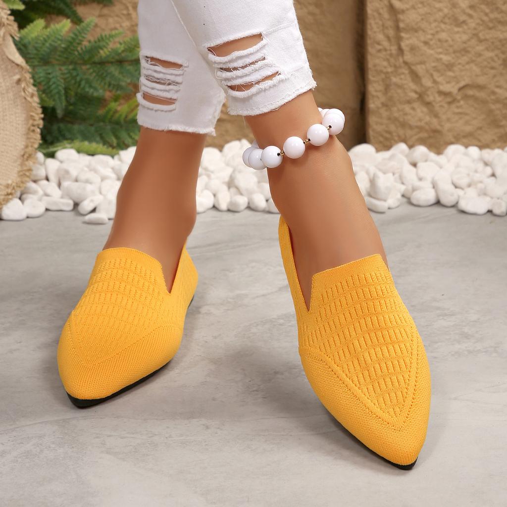 Women New Flat Shoes Women Breathable Casual Soft Bottom Knitted Sneakers Solid Color Vulcanized Shoes Casual Chaussure Femme