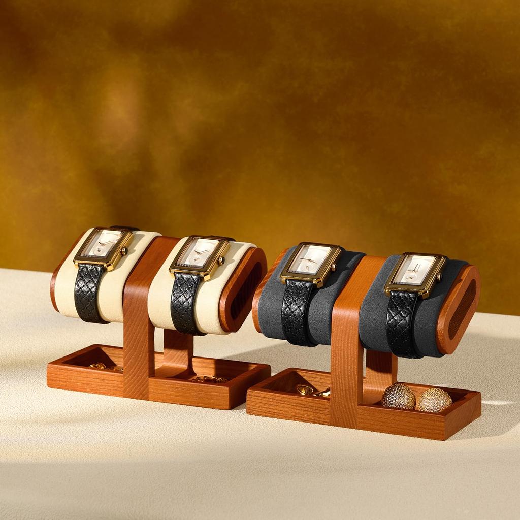 Oirlv Watch Holds 2 Compatible with Qualified SM25002 Stand, Watches, Wooden, Portable, Mini, Gift, Display, Storage, Photography, High-End, Stylish,