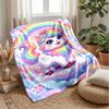 Rainbow Kitten Fantasy Theme Blanket Lightweight Warm Flannel Blanket Decorative Throw Blanket for Home Decoration