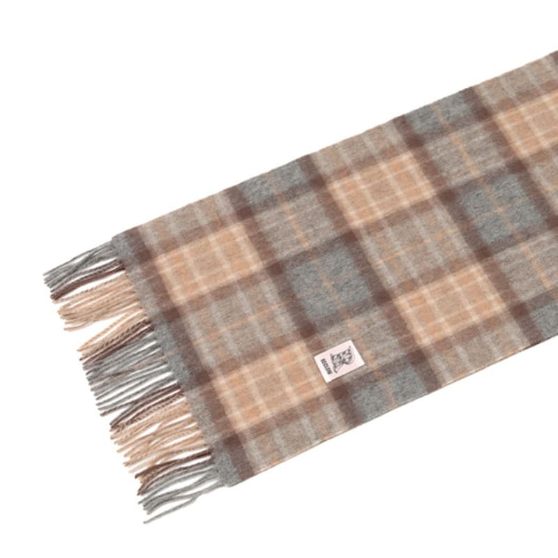RECLOW RECLOW LAND 100% Cashmere Tartan Check Muffler Brown