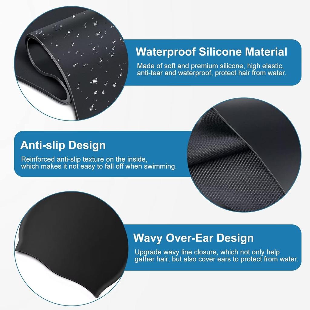 Customize Logo Colorful Lower MOQ Underwater Sports Swim Caps Silicone Ear Swimming Cap