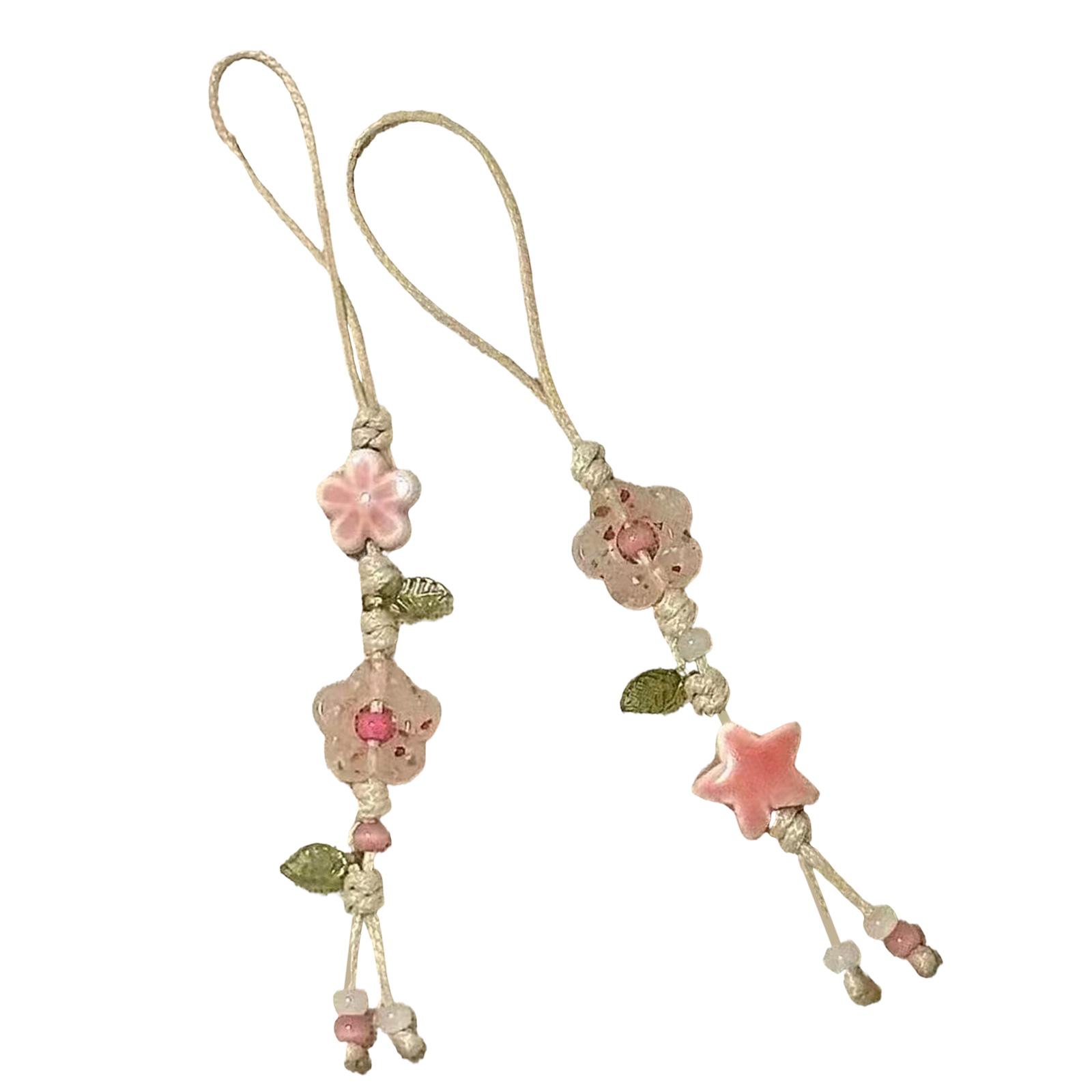 

Ceramic Star Flower Mobile Chain Phone Lanyard Bag Accessories Mobile Ornament Present for Youthful Trendsetters розовый