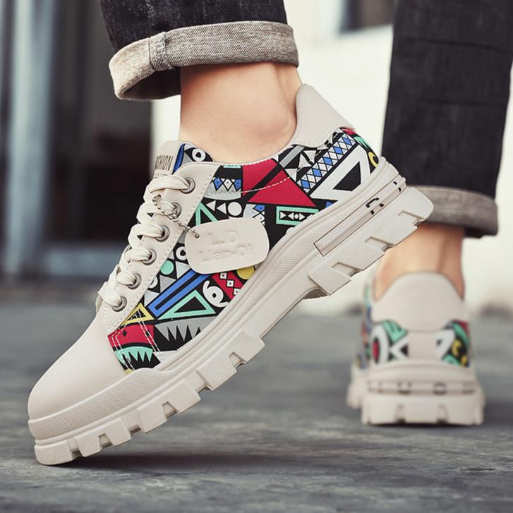 Höst Vår Nya Herrskor Mode Personlighet Trendiga Skor Låg Topp Plattform Casual Enkla Skor Arbete Sport Brädskor