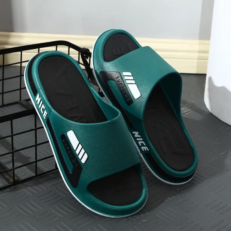 2024 New Men's Slippers Anti-Slip Deodorant-Free Outer Wear Bathroom Home Trendy Summer Slippers PVC Base PVC Face Material