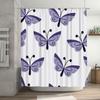 Stylish Purple Butterfly Print Shower Curtain For Bathroom Decor Waterproof Bath Rug Set Home Decoration 3D Printed Shower Curta
