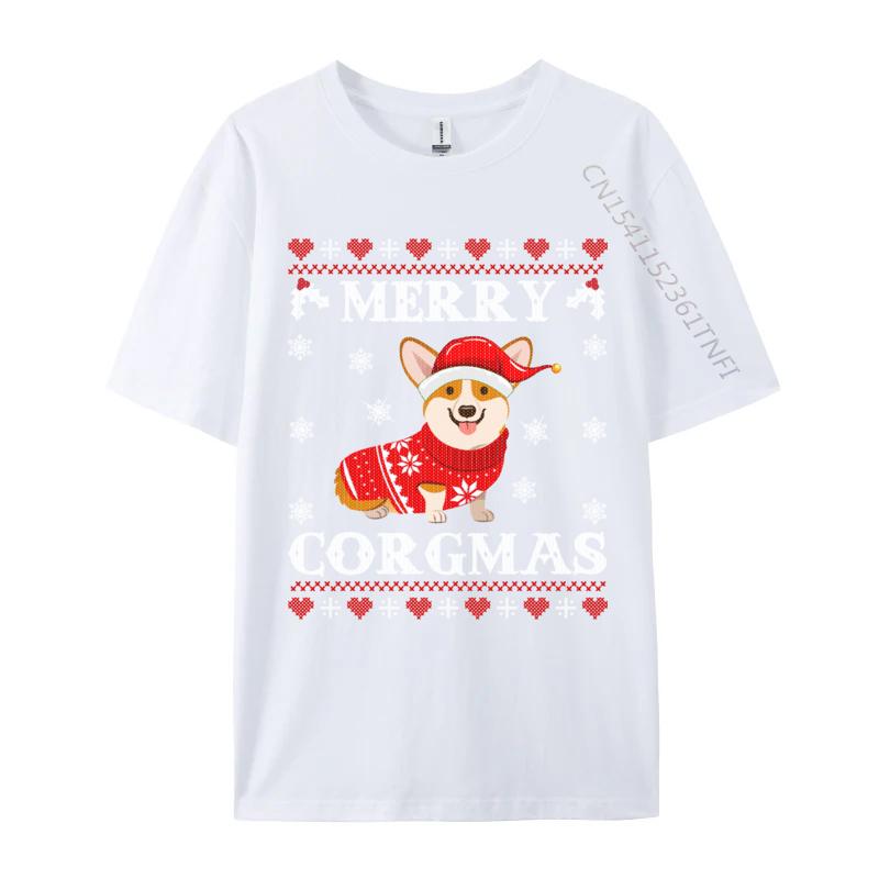 Corgi Dog Merry Corgmas Santa Corgi Ugly Christmas Sweater Cotton T-Shirt Leisure Tees Tops Clothes Camisas