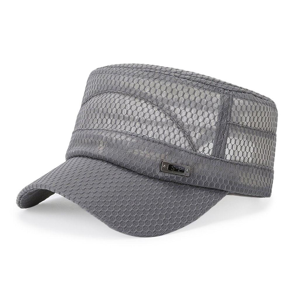 Spring Summer Anti-UV Baseball Cap Adjustable Casual Flat Top Cap Outdoor Breathable Sun Hat for Men светло-серый