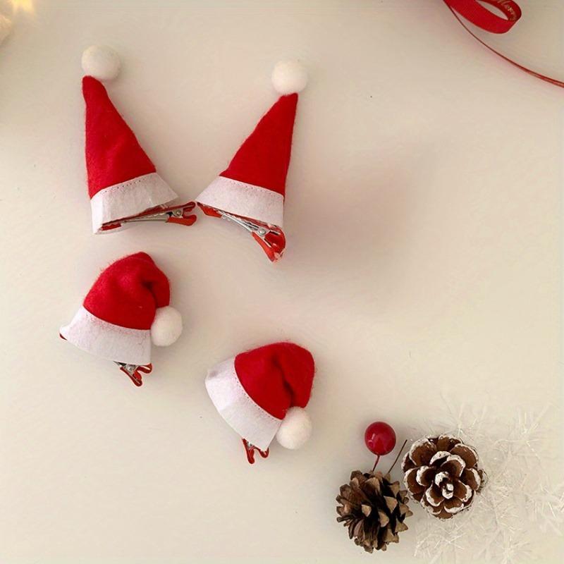 1/12pcs Childhood Fun Christmas Hat Hair Clip 3D Plush Christmas Hat Styling Clip Christmas Theme Cute Hair Accessories
