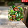 2D Flat St Paddy's Party Irish-Themed Acrylic Desktop Decoration, Four-Leaf Clover Design, Patternssuitable for Wall Decoration, Porch, Room, Villa, a