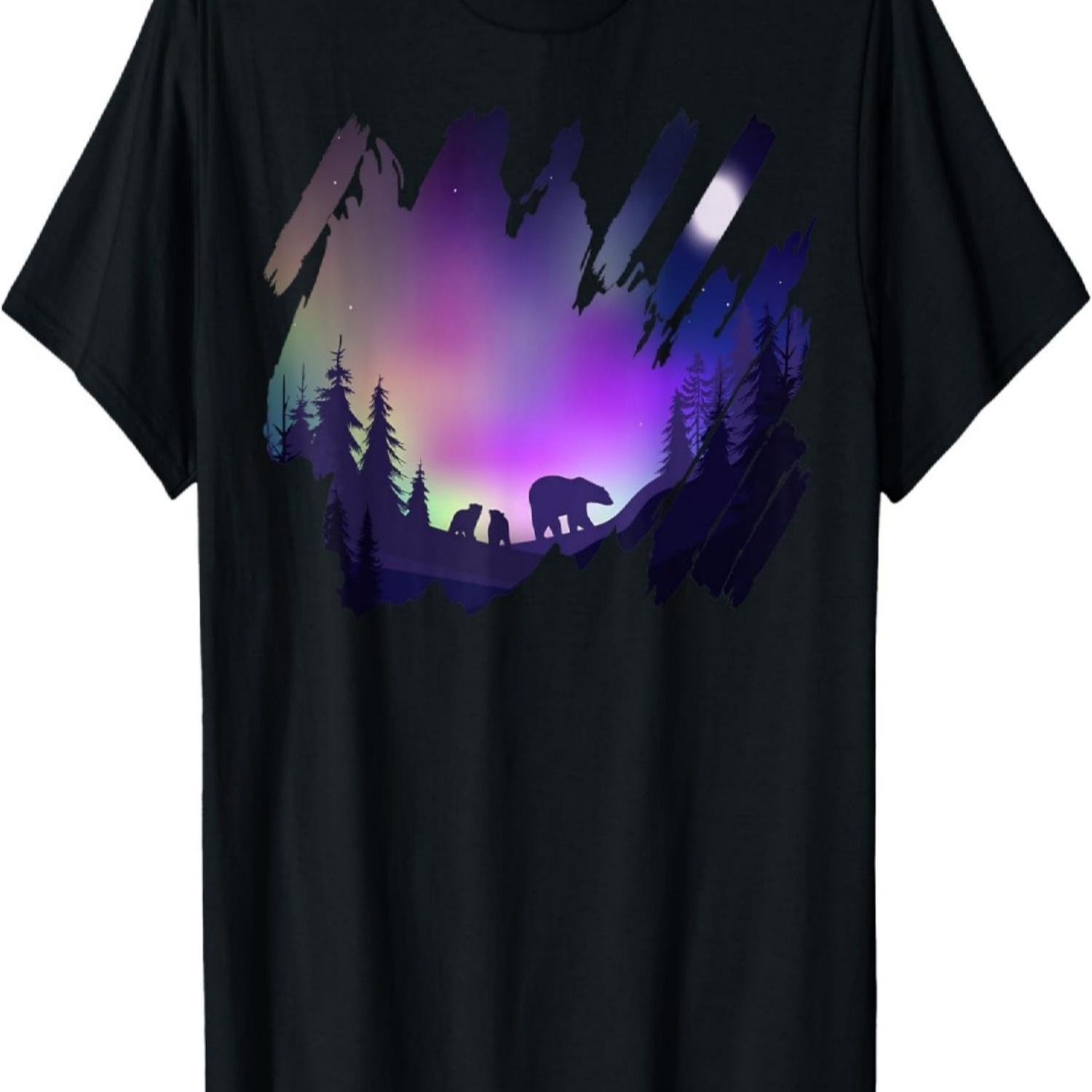 

Northern Lights with Polar Bears T-Shirt S чёрный