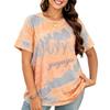 Tie-Dye Letter Lockeres T-Shirt für Damen! 2026 Sommer Neu Übergröße, Lässiges Vielseitiges Schlank geschnittenes Oberteil