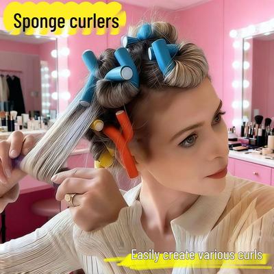 Arricciacapelli per dormire Douyin: Strumenti per lo styling dei capelli in gomma e lana per onde grandi, ricci lunghi e micro ricci.