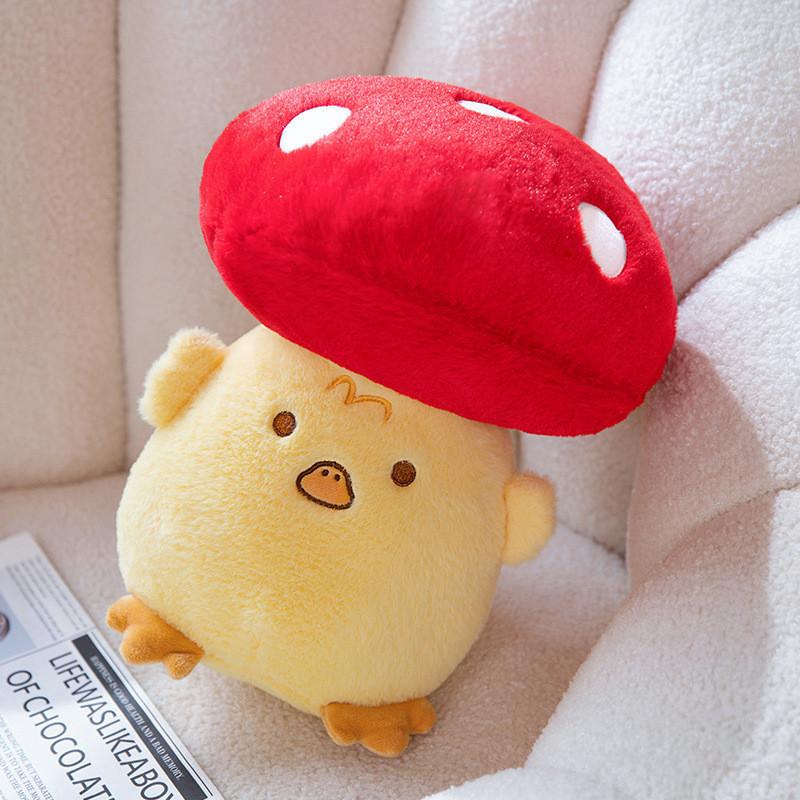 Cute Mushroom Plush Toy Stuffed Animal Doll Pillow Hanging Pendant 32cm Soft Pp Cotton Short Plush Waterfowl Duck Cat Design
