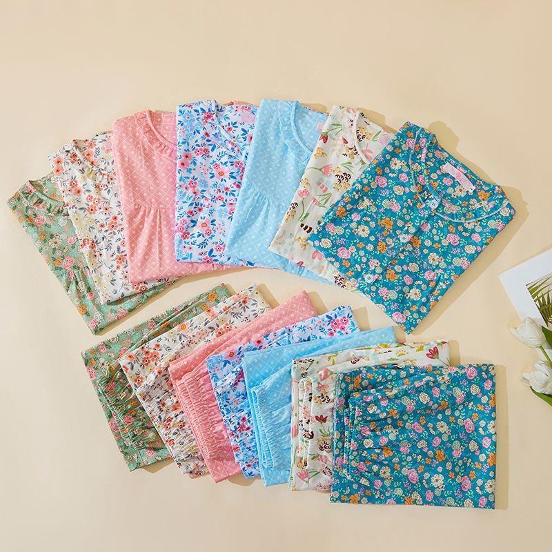 Damen Pyjama Blumendruck Haushalt Damen Pyjama Loungewear Zweiteilig Außerhalb Nachtwäsche Frühling Herbst