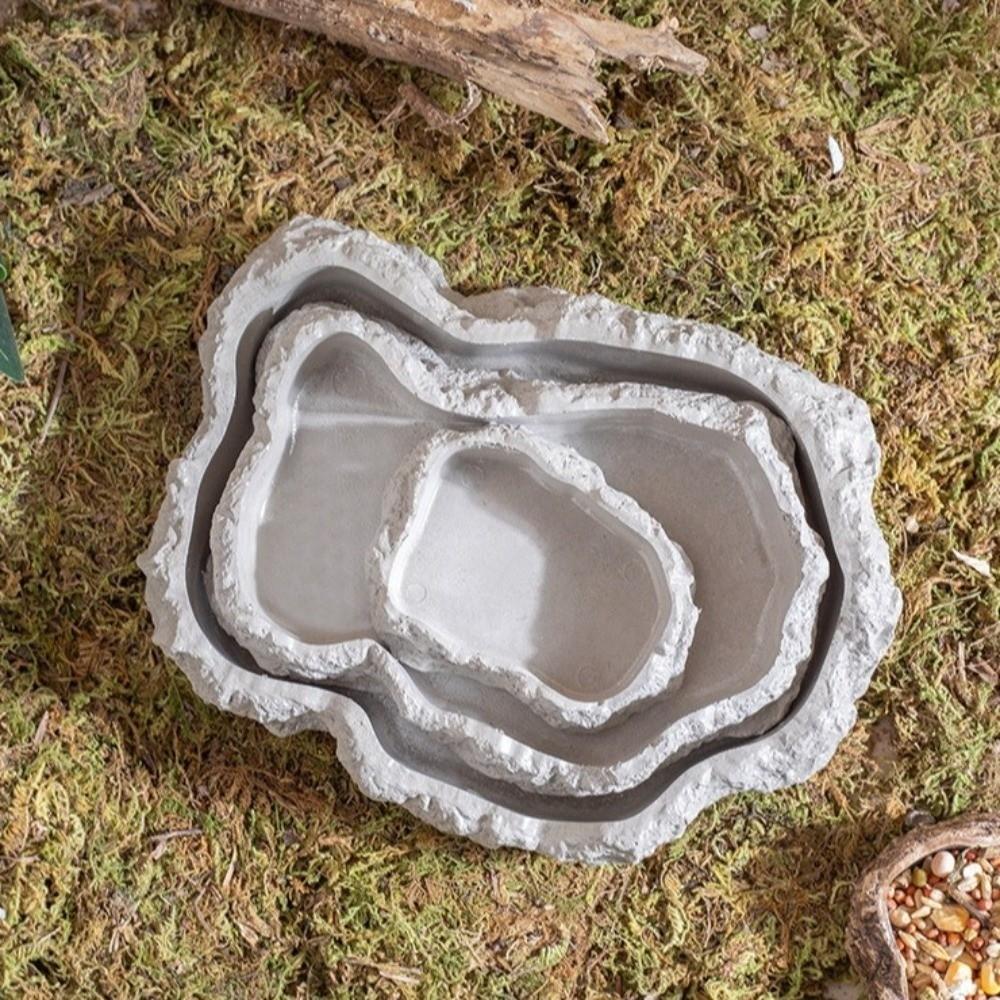 New Simulated Rock Reptile Food Bowl Multiple Size Habitat Decor Lizard Food Dish Anti-slip Base Pet Reptile Feeder Pet Supplies