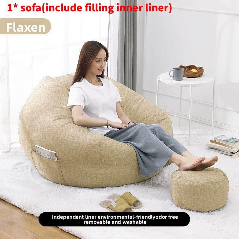 Large Seat Bean Bag Comfortable Lazy Sofa Chair Linen Lounger Couch Tatami Gift